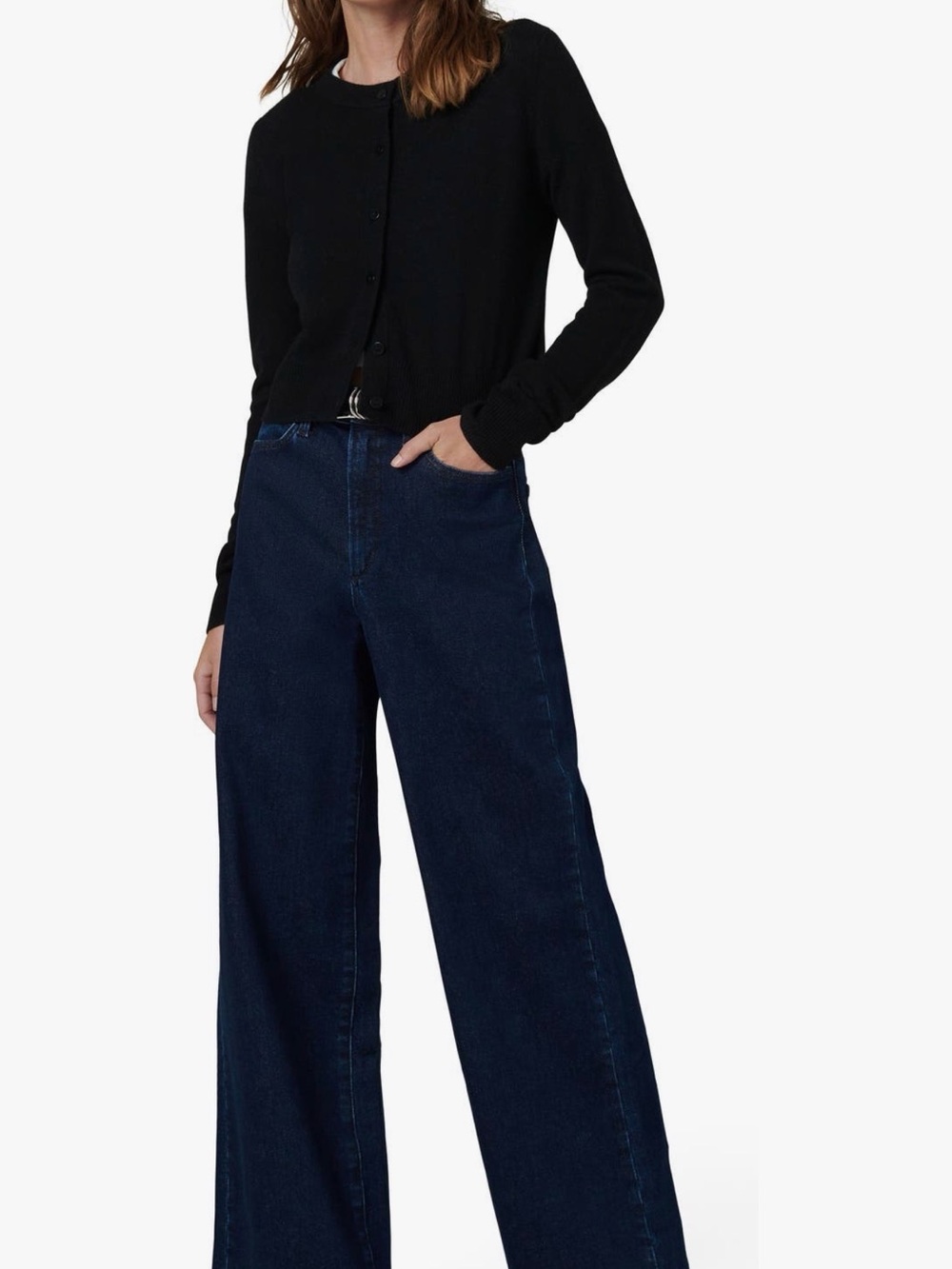 Wide Leg Women's Jeans - Dark Blue - Picture 2 of 5